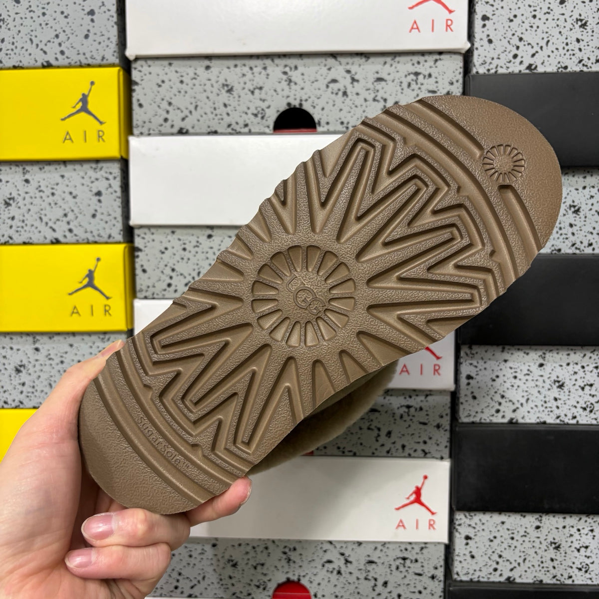 UGG Tazz Slipper – Olive Suede Platform Mule with Tonal Olive Sheepskin Cuff & Gum Lug Sole