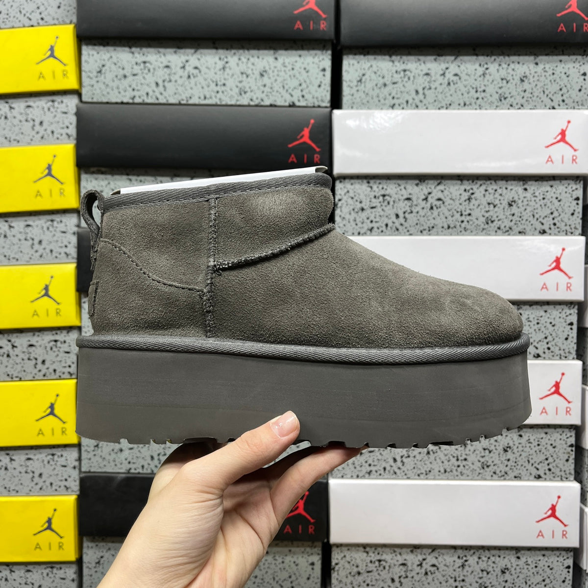 UGG Classic Ultra Mini Platform Boot – Grey Tonal with Charcoal SugarSole