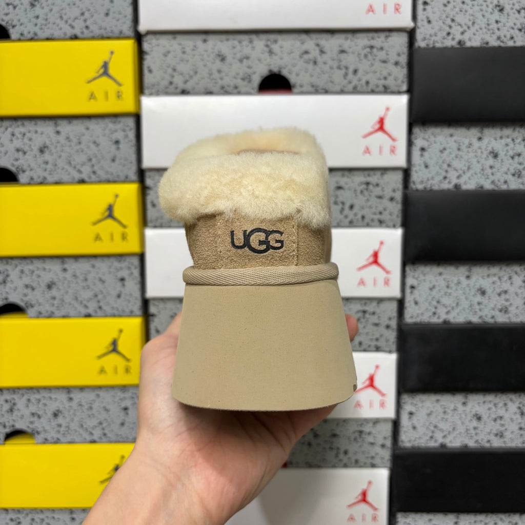 UGG Fisherman Wedge Slide – Sand with Genuine Sheepskin Footbed