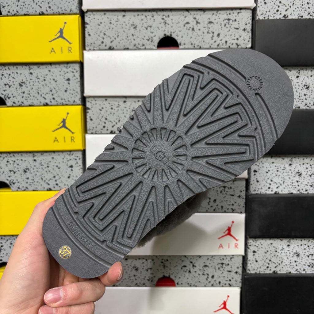 UGG Star Platform Slide – Grey with Genuine Sheepskin Footbed