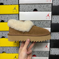 UGG Kallen Lace – Chestnut Suede Platform Bootie with Cream Sheepskin Cuff, Back Lace Detail & Warm Gum Sawtooth Sole
