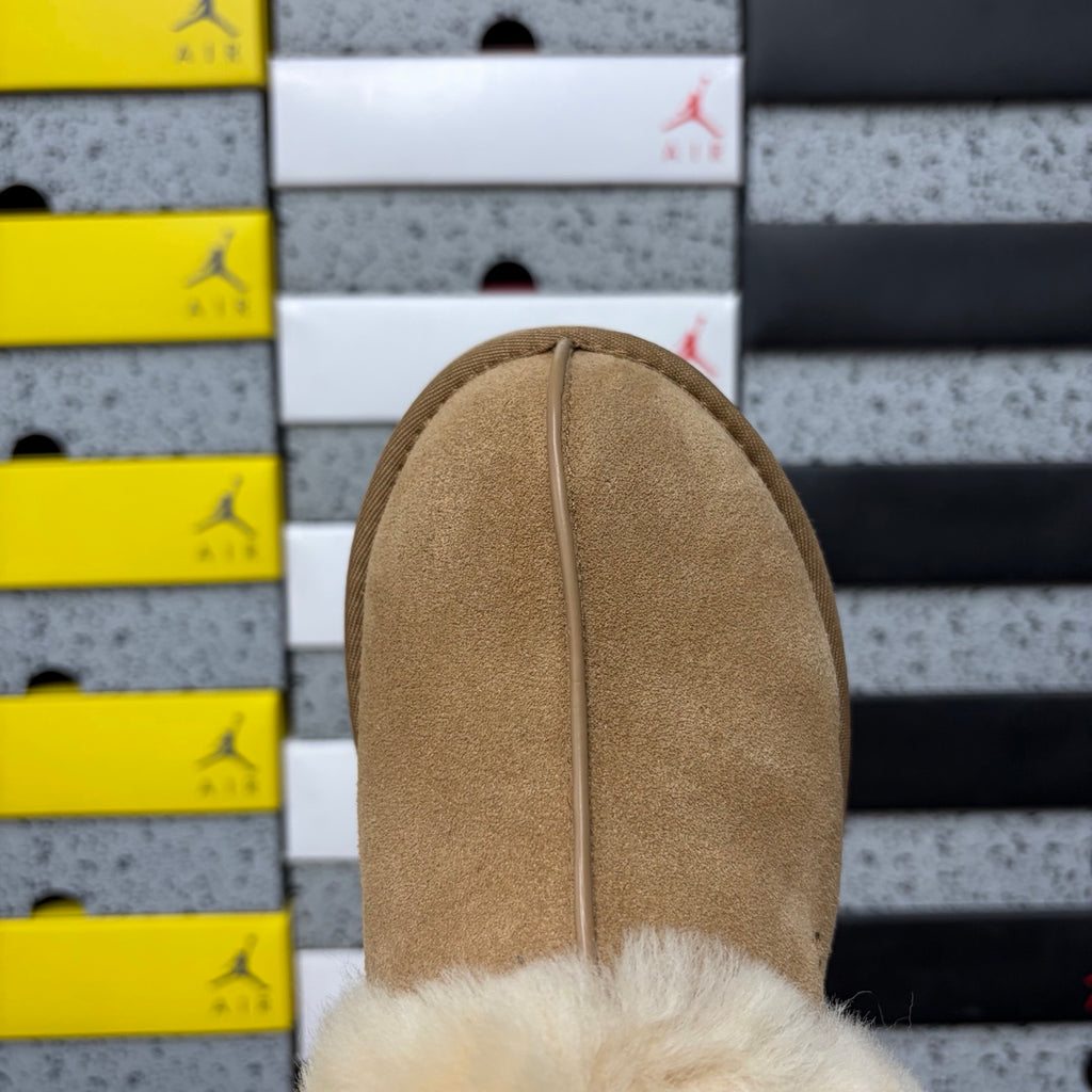 UGG Disquette Platform Slippers – Chestnut Suede & Shearling Fur Slide