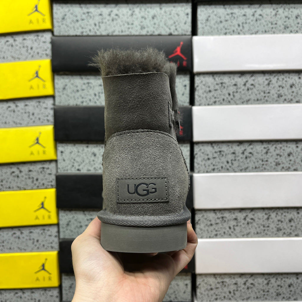 UGG Bailey Button Mini Boot – Grey Suede