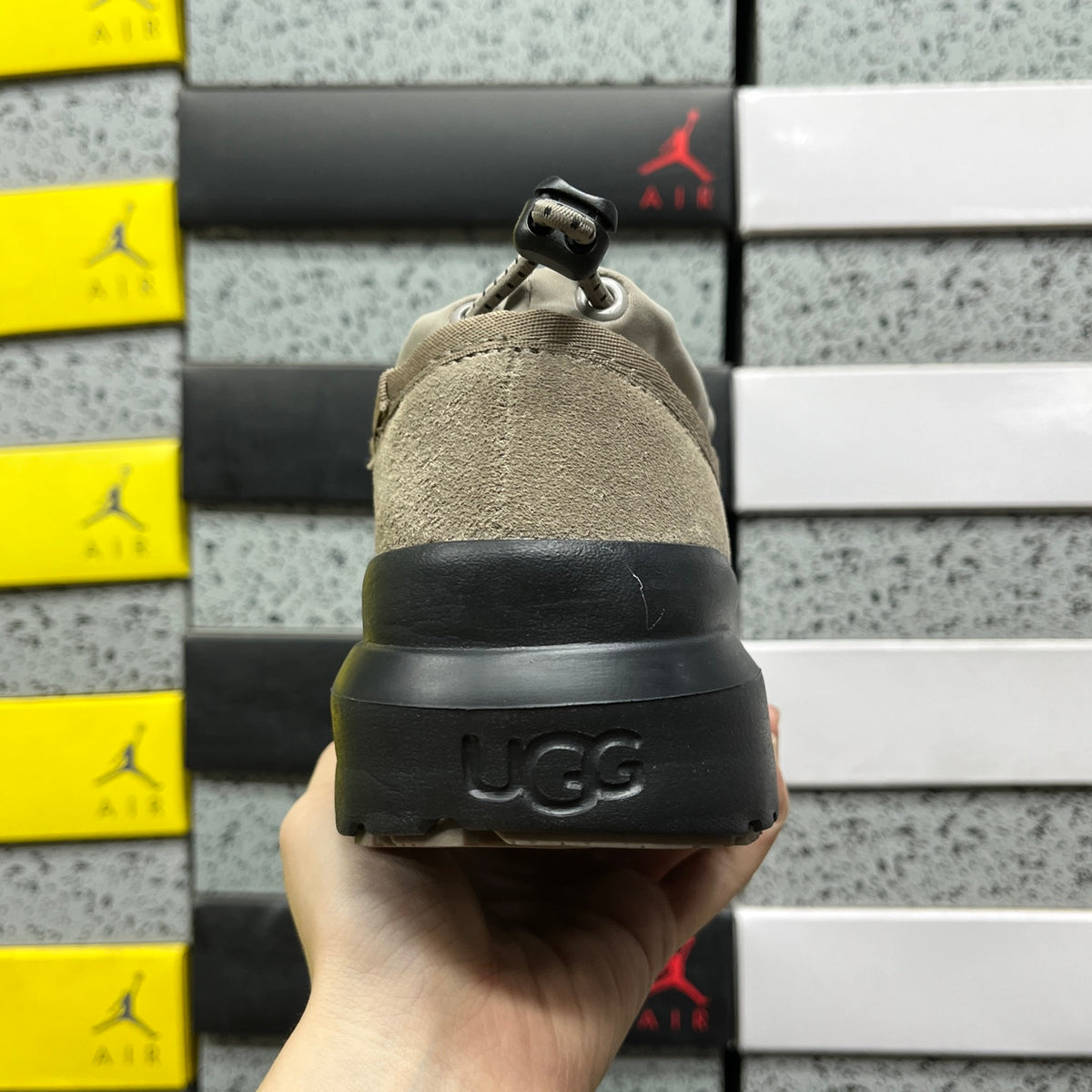 UGG Tasman Weather Hybrid – Smoke Suede Slip-On with Black SugarSole & Sheepskin Lining
