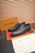 Louis Vuitton Black Monogram Tongue Lace-Up Dress Shoes