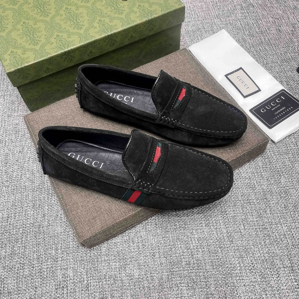 Gucci Men's Black Stripe Slip-On Loafers