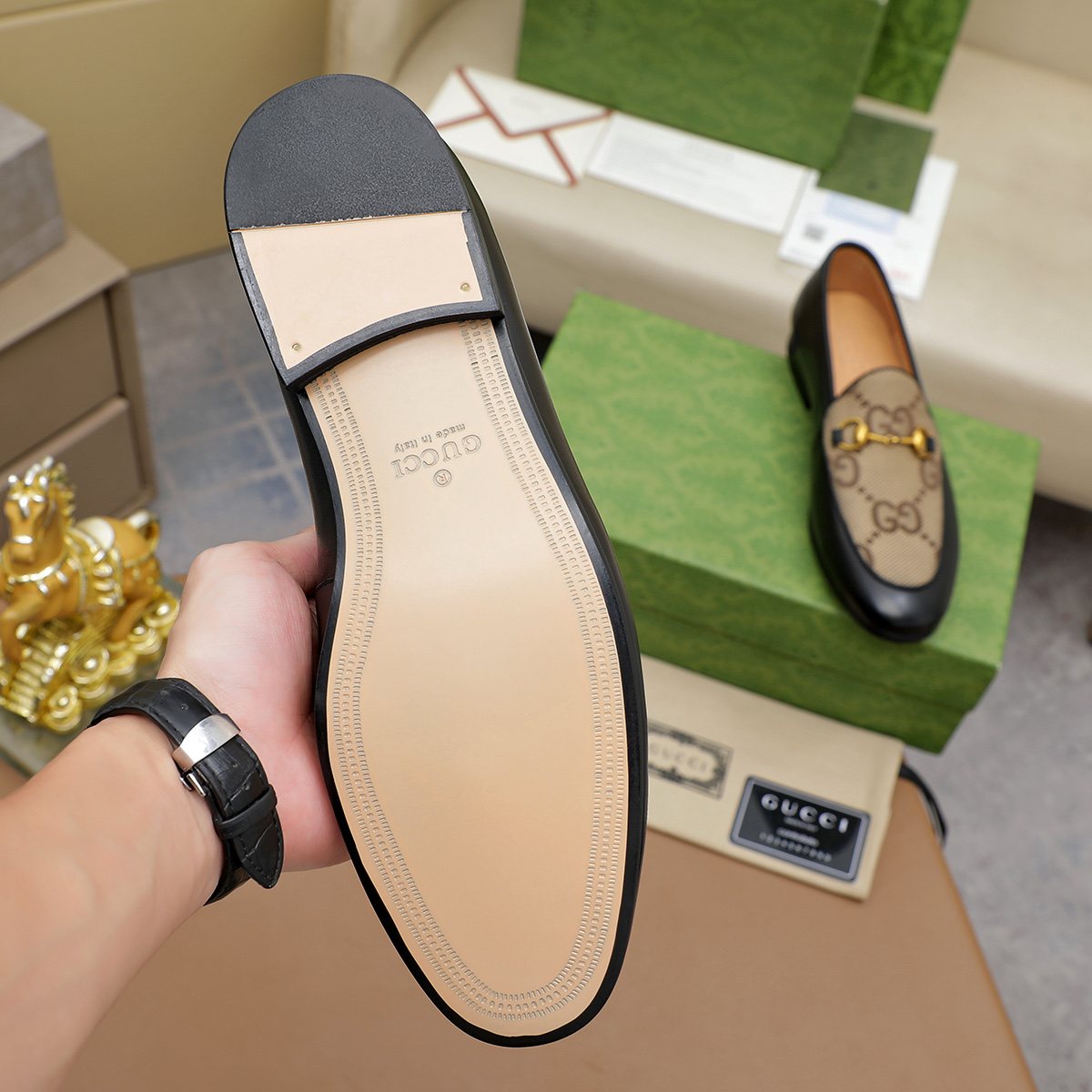 Gucci Patterned Horsebit Loafers