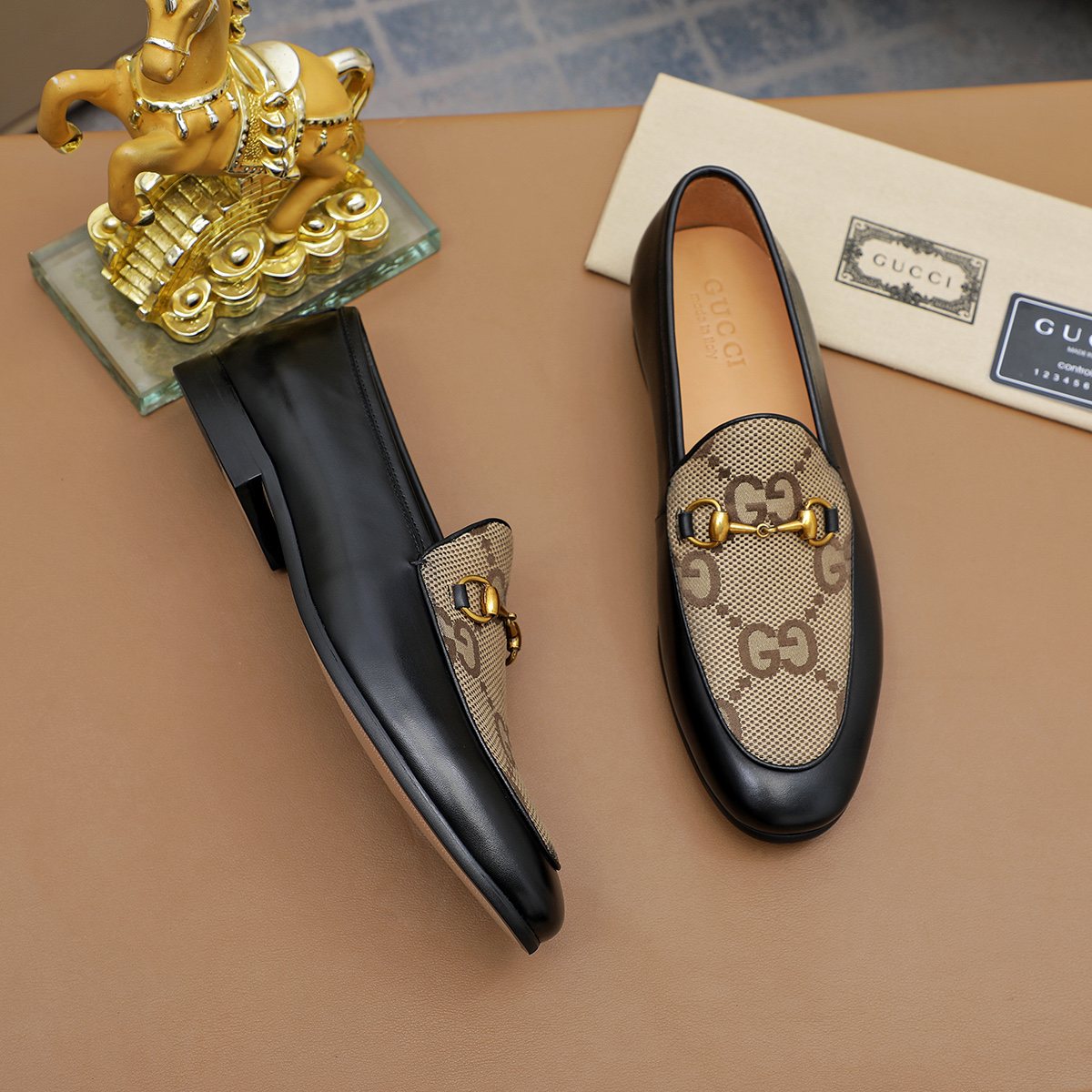 Gucci Patterned Horsebit Loafers