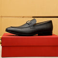 Ferragamo Men's Black Buckle Loafers - Low-Profile Heel