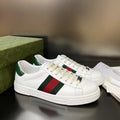 Gucci Men's White Green-Red Stripe Low-Top Sneakers