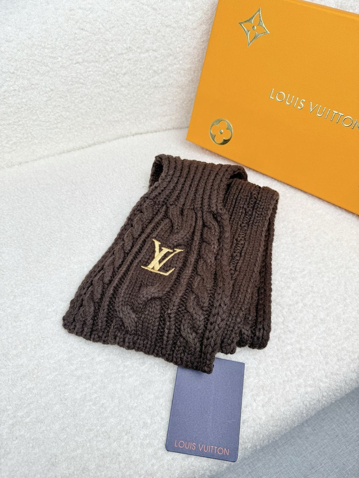 Louis Vuitton Dark Brown Knit Scarf
