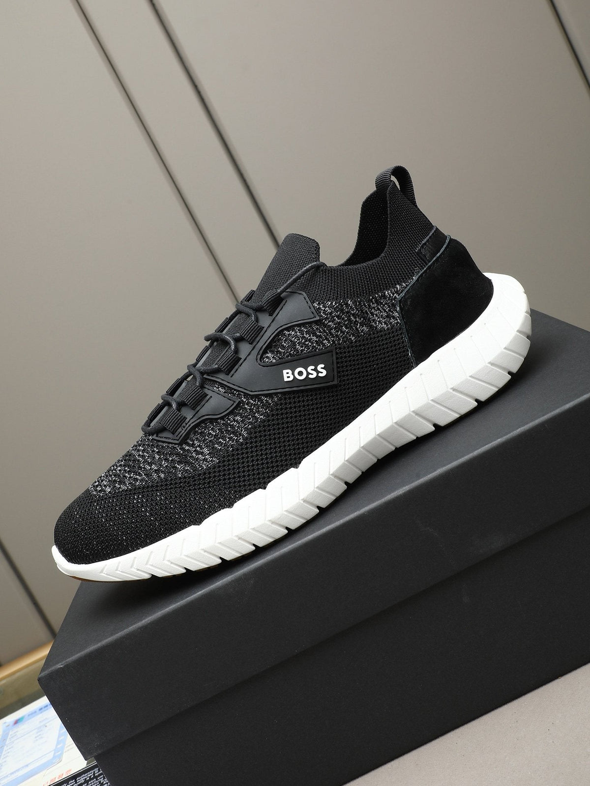 BOSS Textured Lace-Up Sneakers