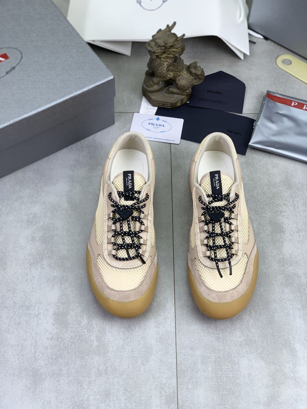 Prada Paneled Low-Top Sneakers