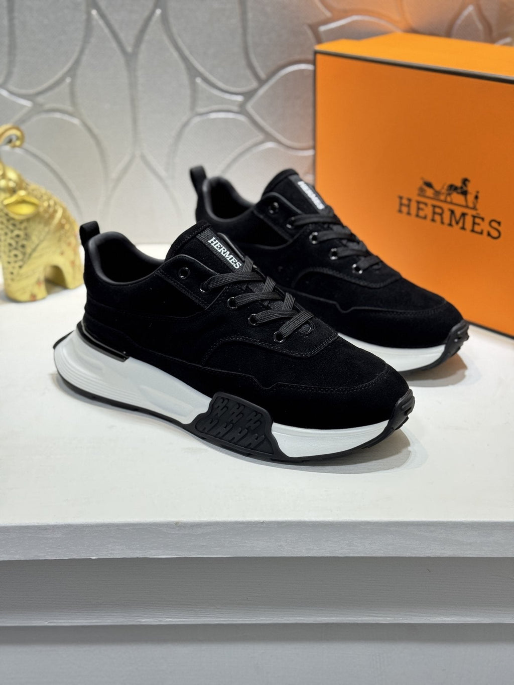 Hermès Men's Paneled Lace-Up Sneakers