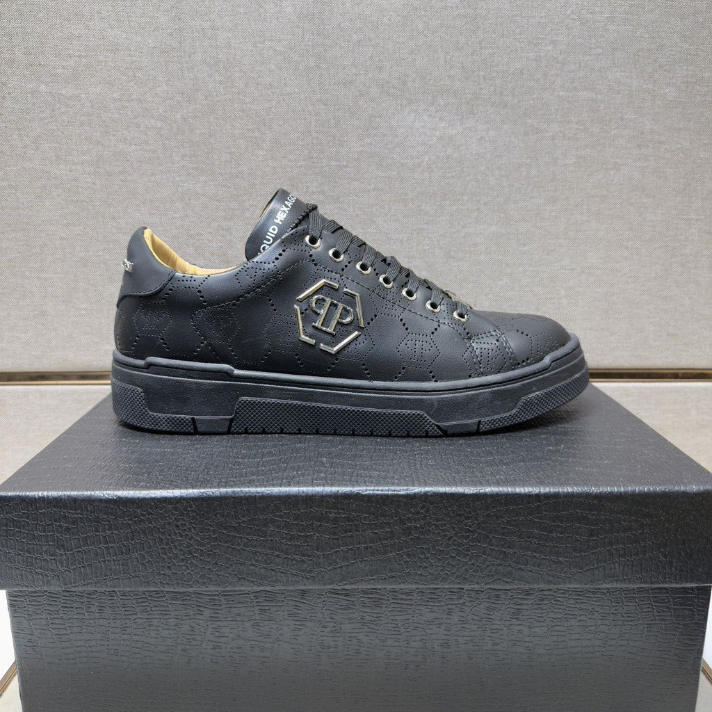 Philipp Plein Men's Textured Low-Top Sneakers - Metallic-Look Collar Accents