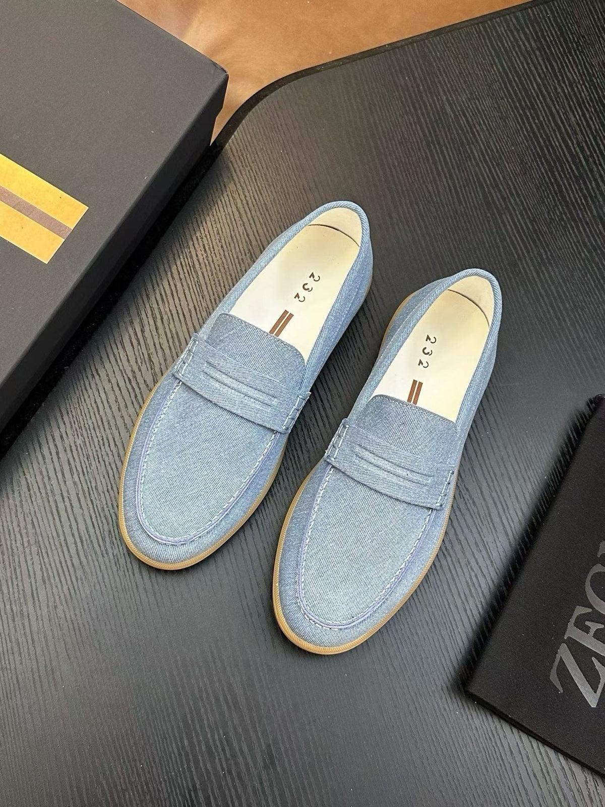 Zegna Textured Leather Strap Loafers