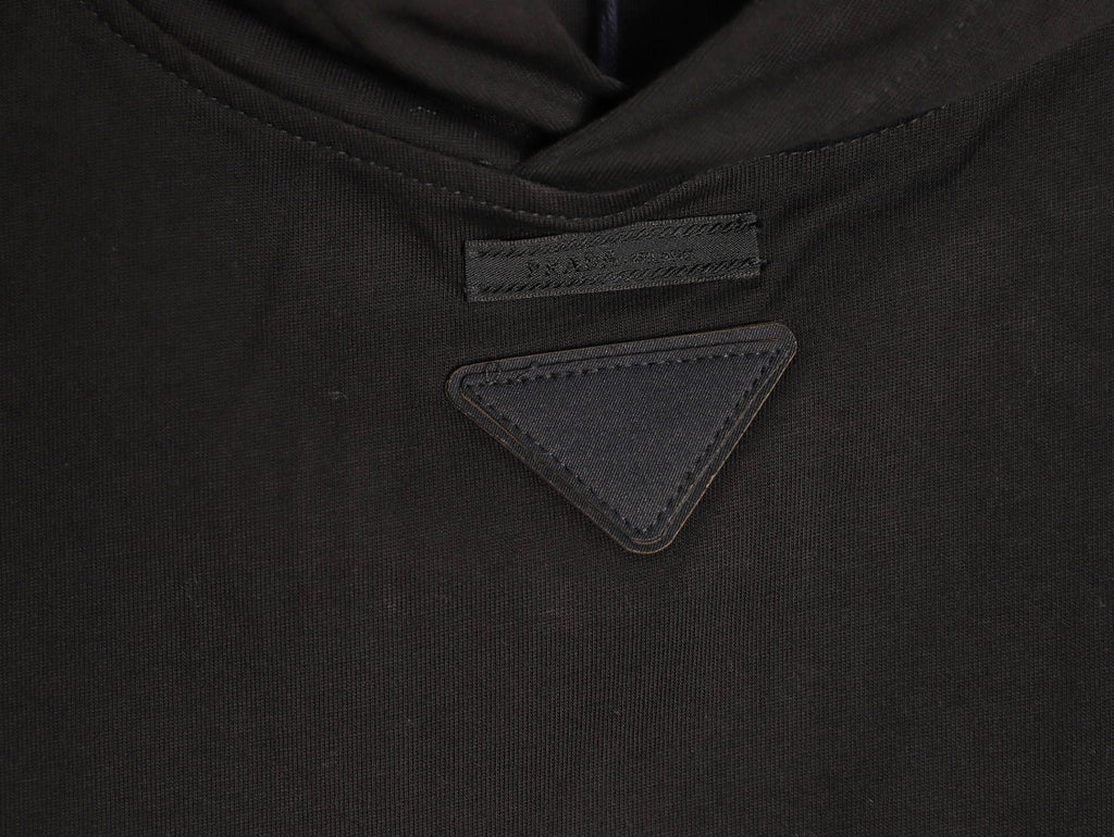 Prada PRD Neck-Label Relaxed Pullover Hoodie - Black