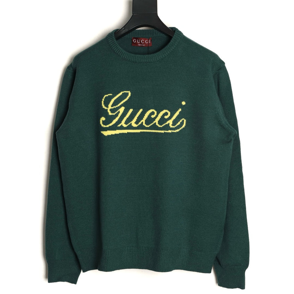 Gucci Signature-Logo Crewneck Sweater - Forest Green