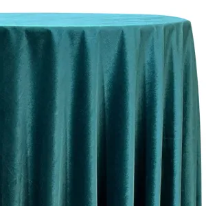 1pc - Luxury Plush Velvet Table Linen 96" Round - Teal