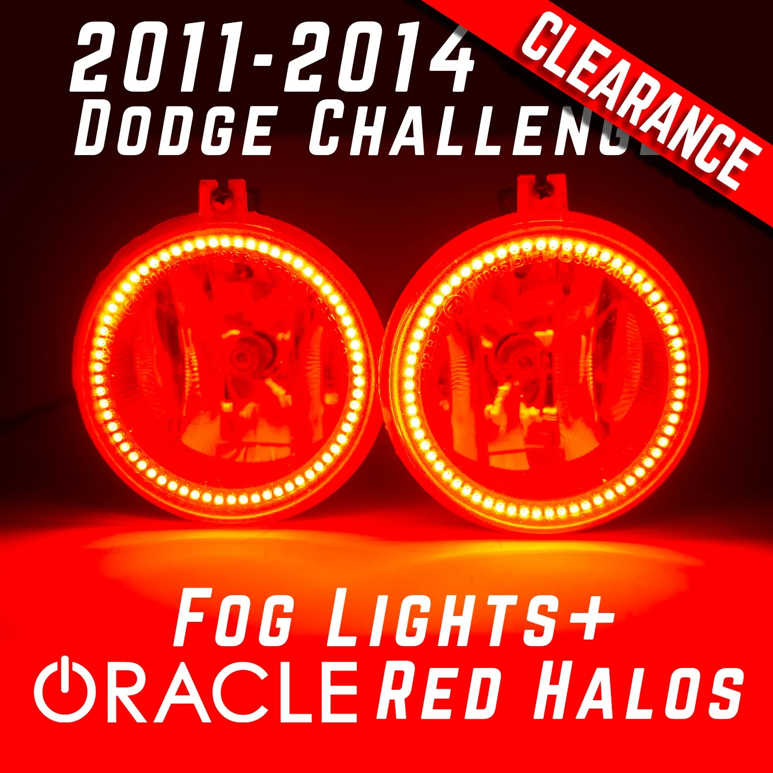 2011 2012 2013 2014 Dodge Challenger Fog Lights - ORACLE Red LED Halo Kit