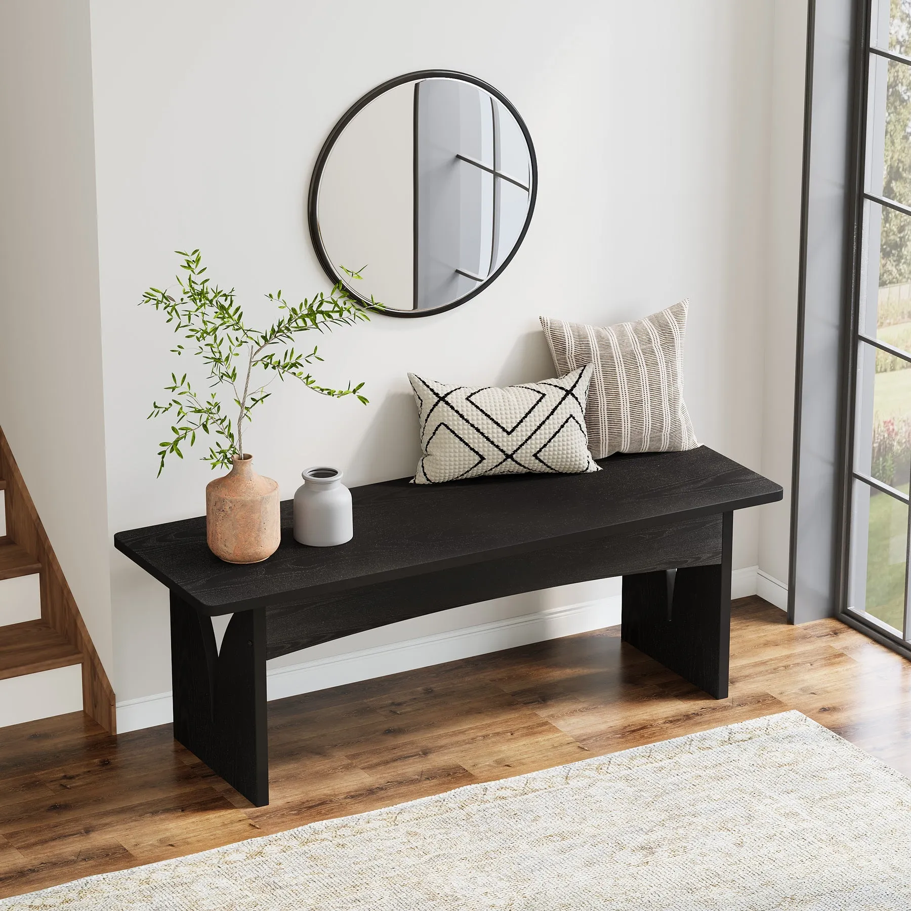 47.24" Entryway Bench, Wood Dining Bench End of Bed Bench