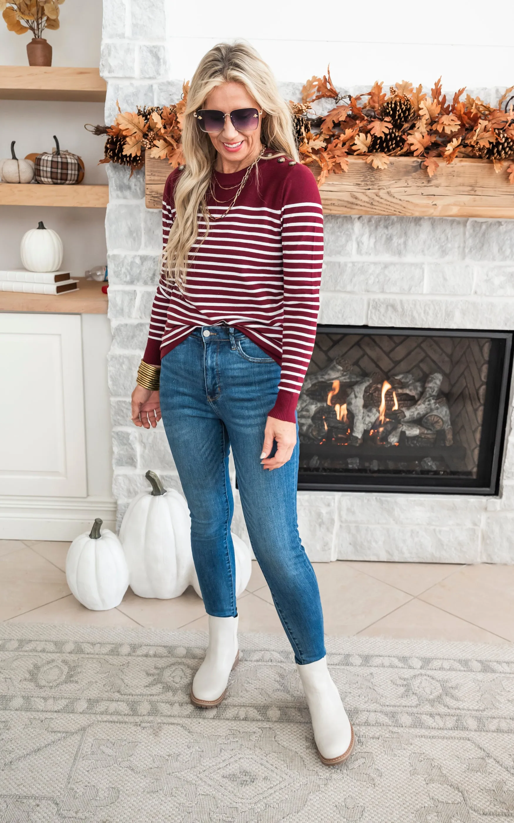 All is Well in My Stripe Colorblock Sweater w/ Button Details