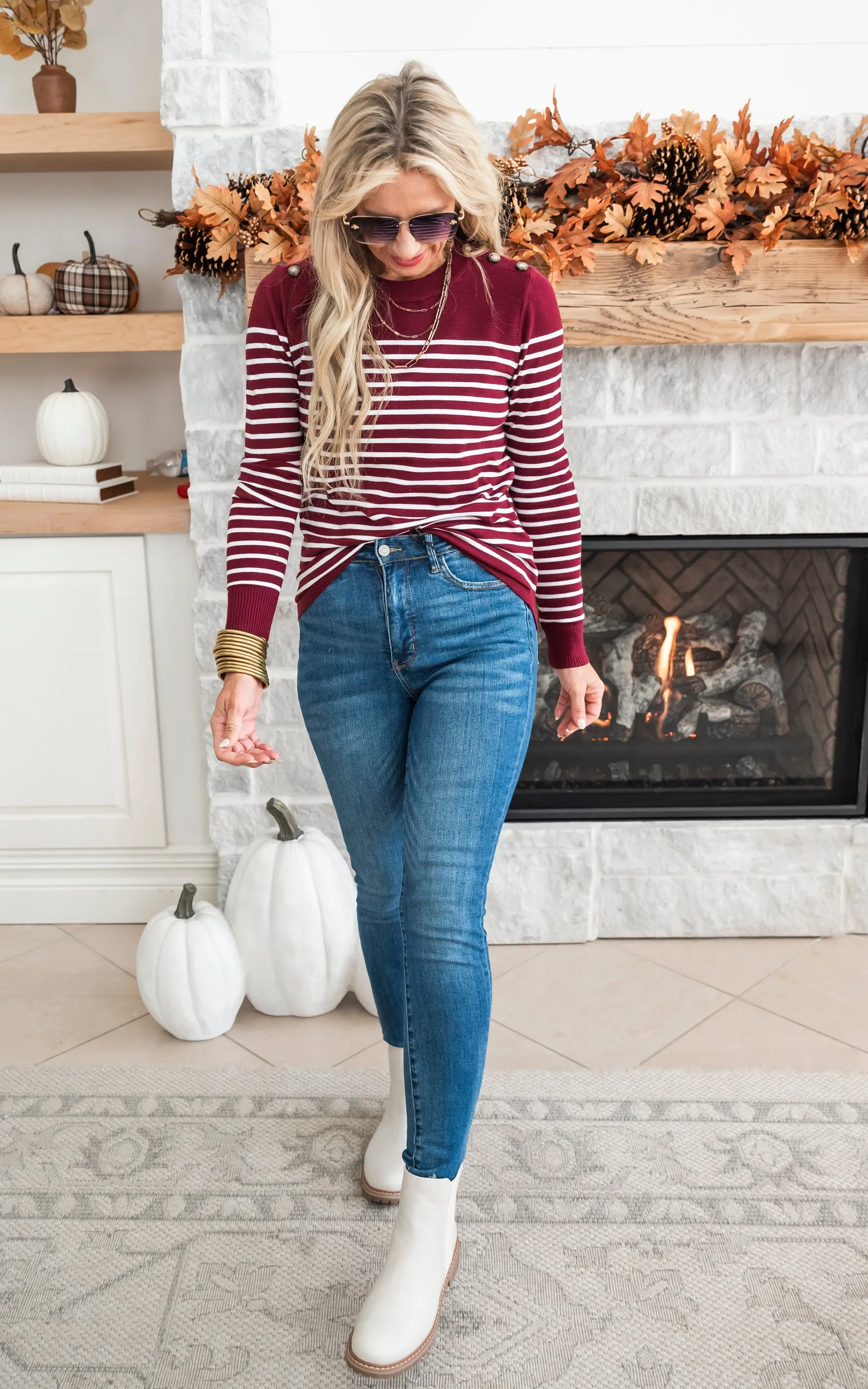 All is Well in My Stripe Colorblock Sweater w/ Button Details