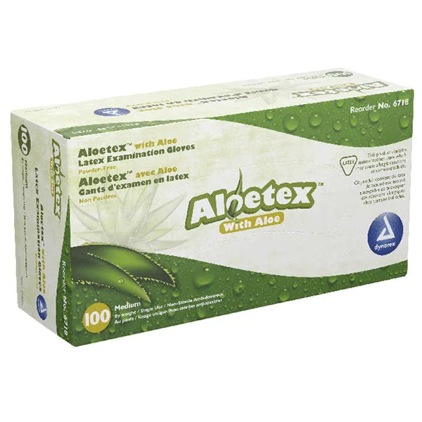 AloeTex Latex Gloves with Aloe Vera, Powder Free 100/Box