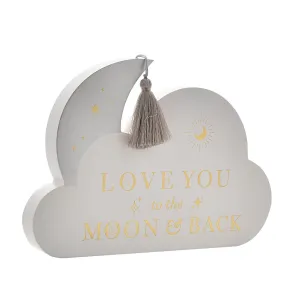 BAMBINO WOODEN MOON & CLOUD PLAQUE "LOVE YOU"