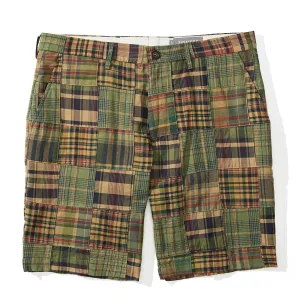 Belize -Olive Madras Patchwork Shorts