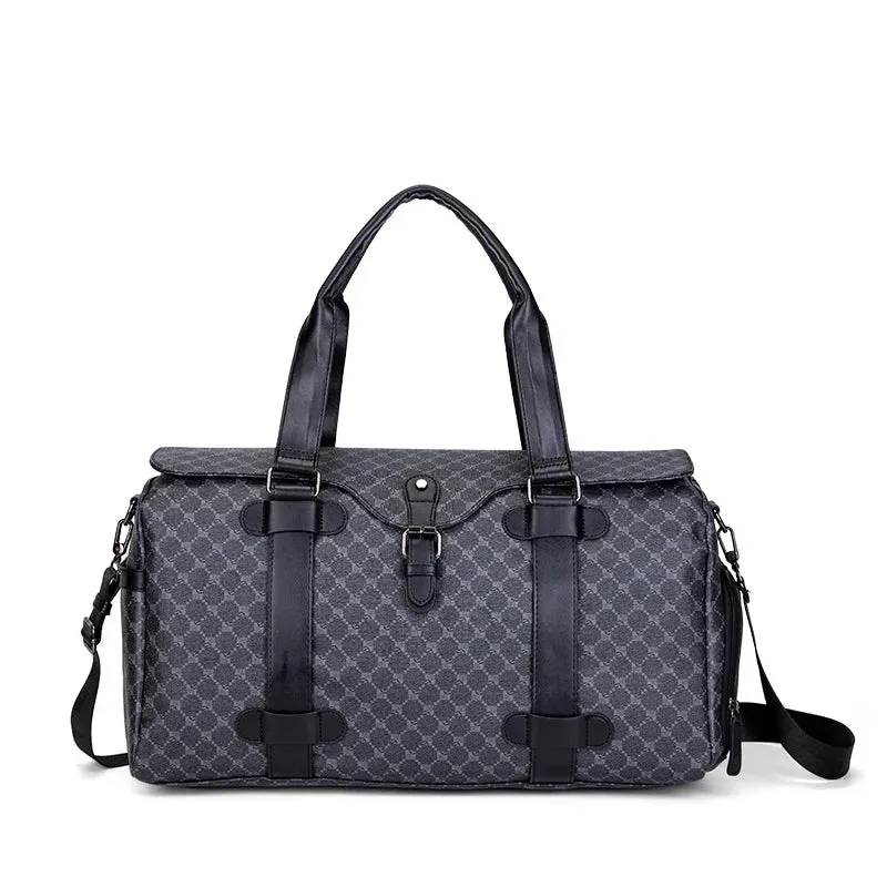 BLACK  PU LEATHER GYM BAG