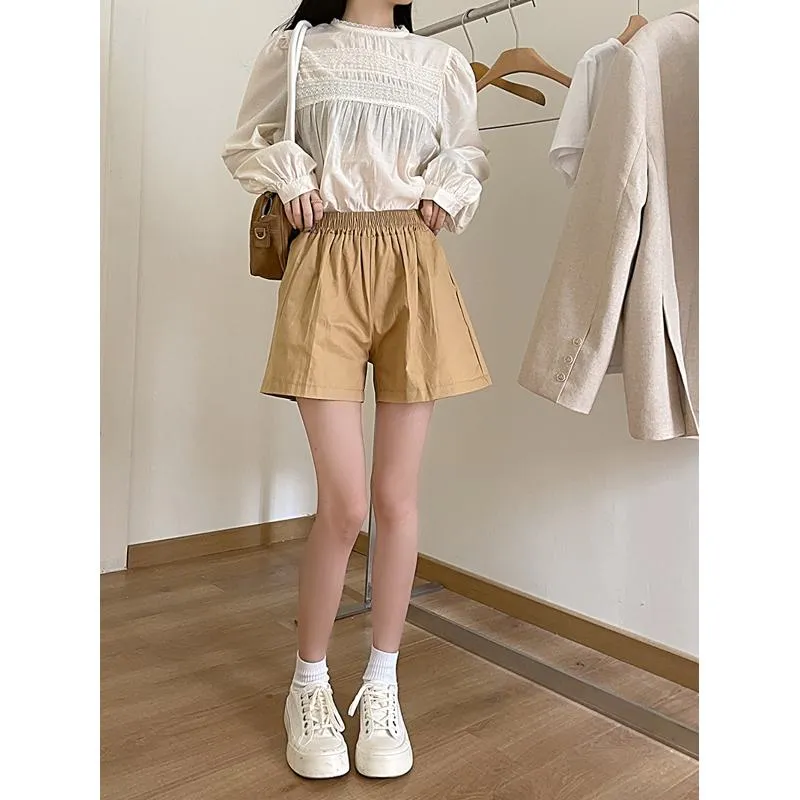 Casual Loose Fit Plus High-Waisted Elastic Waist Shorts