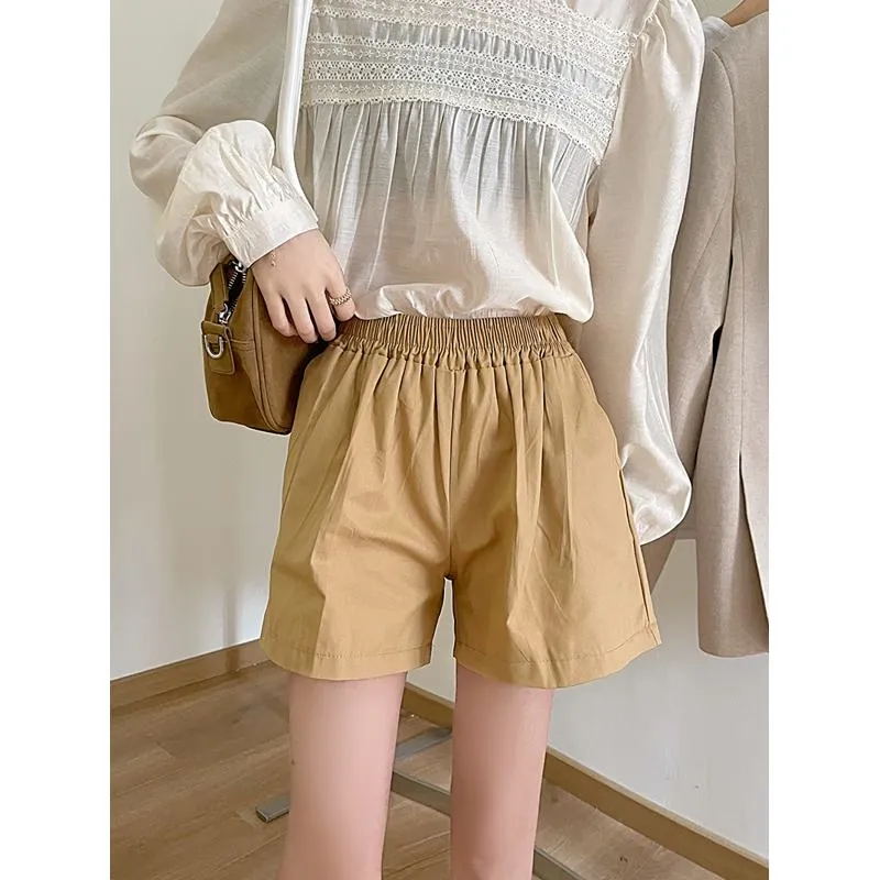 Casual Loose Fit Plus High-Waisted Elastic Waist Shorts