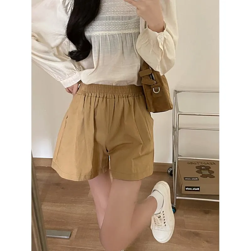 Casual Loose Fit Plus High-Waisted Elastic Waist Shorts