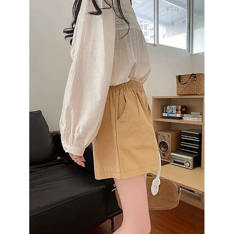 Casual Loose Fit Plus High-Waisted Elastic Waist Shorts