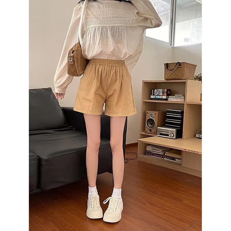 Casual Loose Fit Plus High-Waisted Elastic Waist Shorts