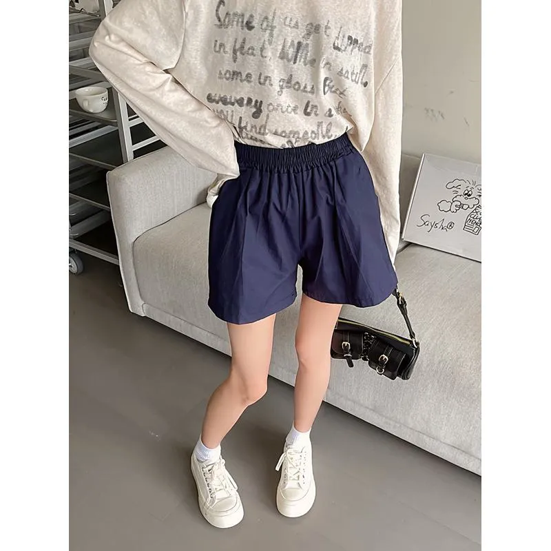 Casual Loose Fit Plus High-Waisted Elastic Waist Shorts