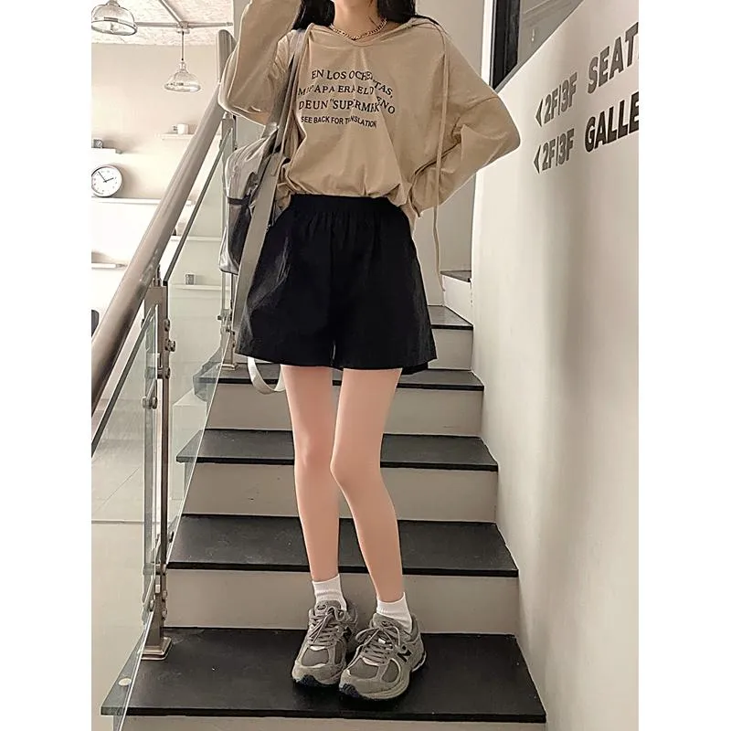 Casual Loose Fit Plus High-Waisted Elastic Waist Shorts