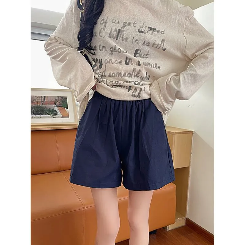 Casual Loose Fit Plus High-Waisted Elastic Waist Shorts