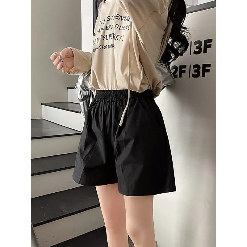 Casual Loose Fit Plus High-Waisted Elastic Waist Shorts