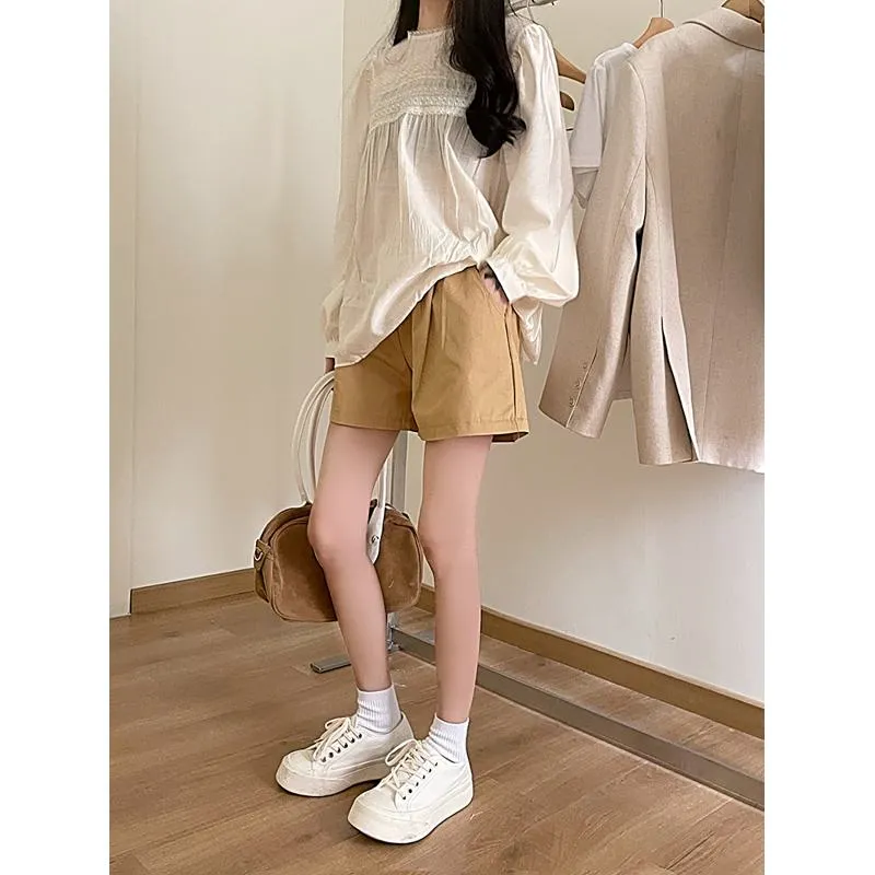 Casual Loose Fit Plus High-Waisted Elastic Waist Shorts