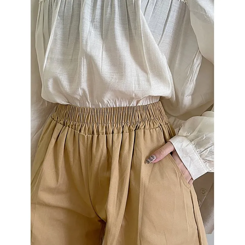 Casual Loose Fit Plus High-Waisted Elastic Waist Shorts