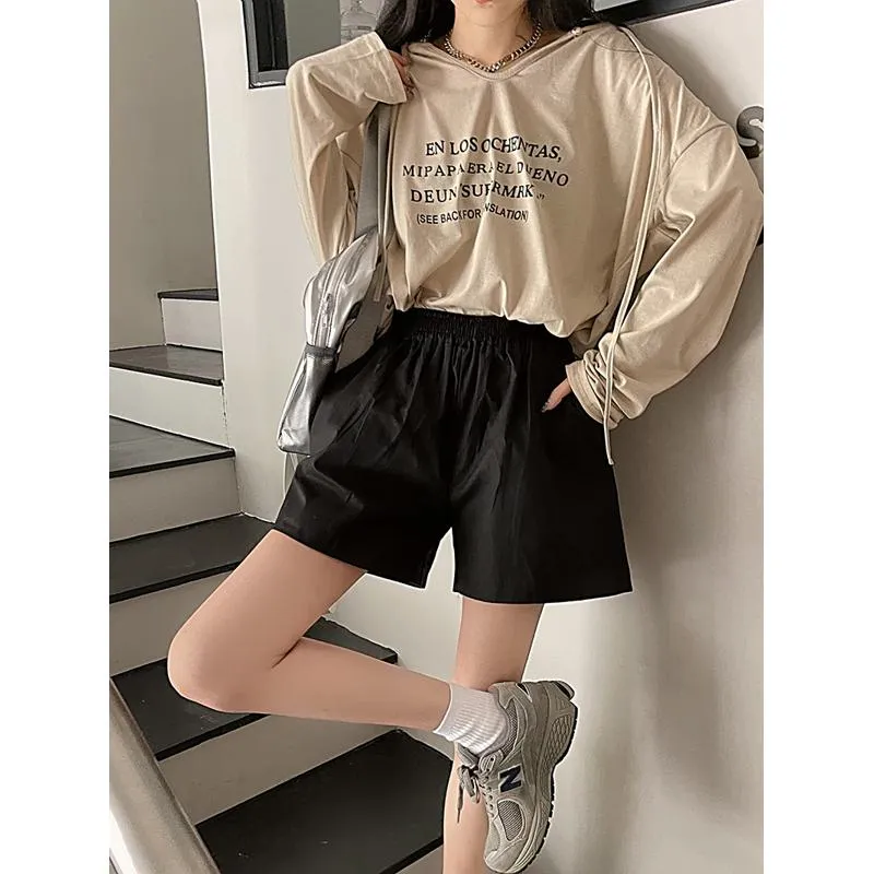 Casual Loose Fit Plus High-Waisted Elastic Waist Shorts