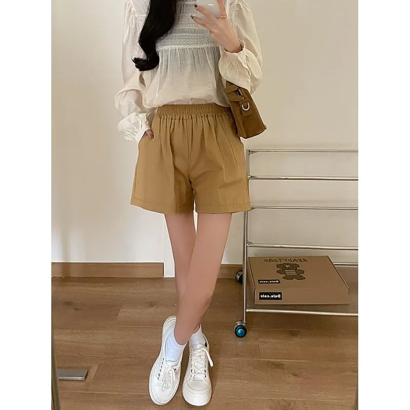 Casual Loose Fit Plus High-Waisted Elastic Waist Shorts