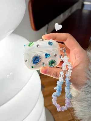 Cute Gemstone Bling & Glam Decoration Protective Cover AirPods Case   Beads Strap for AirPods 1 2 3 Pro 2 Generation Shockproof AirPods Case