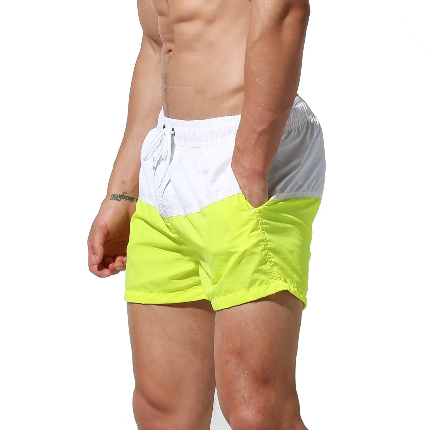 DESMIIT Men's Beach pants Color matching quick drying loose swimming pants summer vacation casual surfing shorts S6915