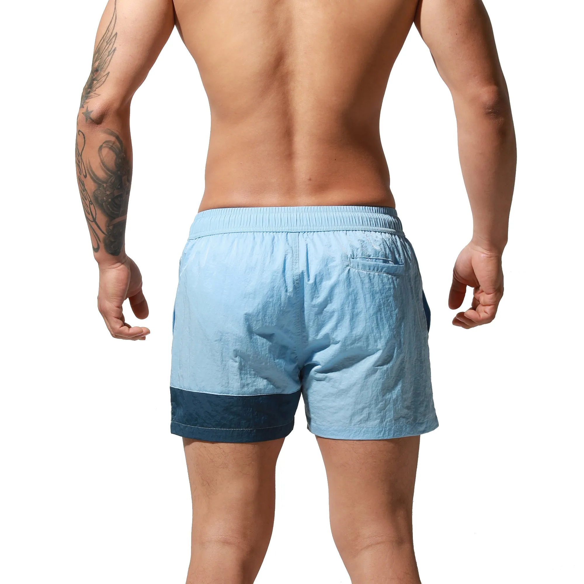 DESMIIT Men's Big Alphabet Quick-Dry Short Board Shorts Loose Trunks Comfort  vacation surfing pants S6024