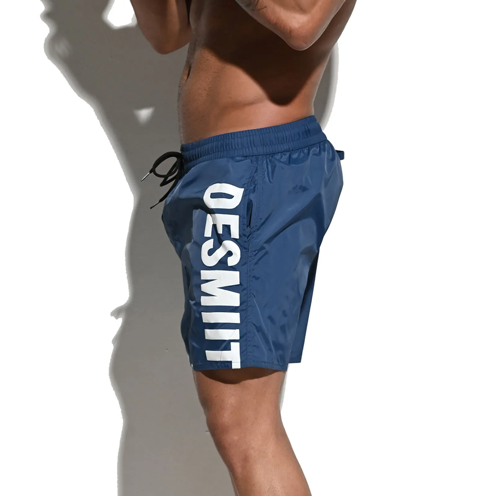 DESMIIT Men's Letter Printing Loose Board Shorts Fashion Work Out Fitness Freak Trunks B3112