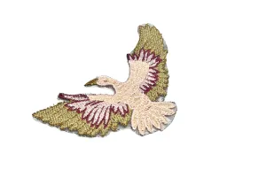 Embroidered Pink and Gold Bird Iron-On Patch