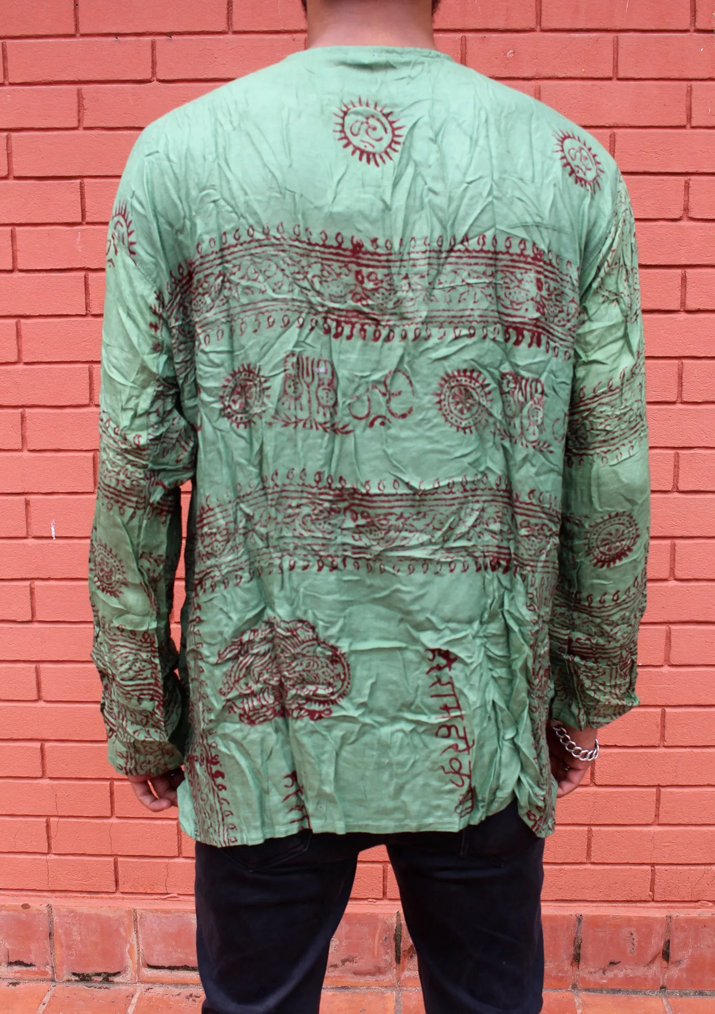 Forest Green Print Cotton OM Shirts/ Yoga Shirt